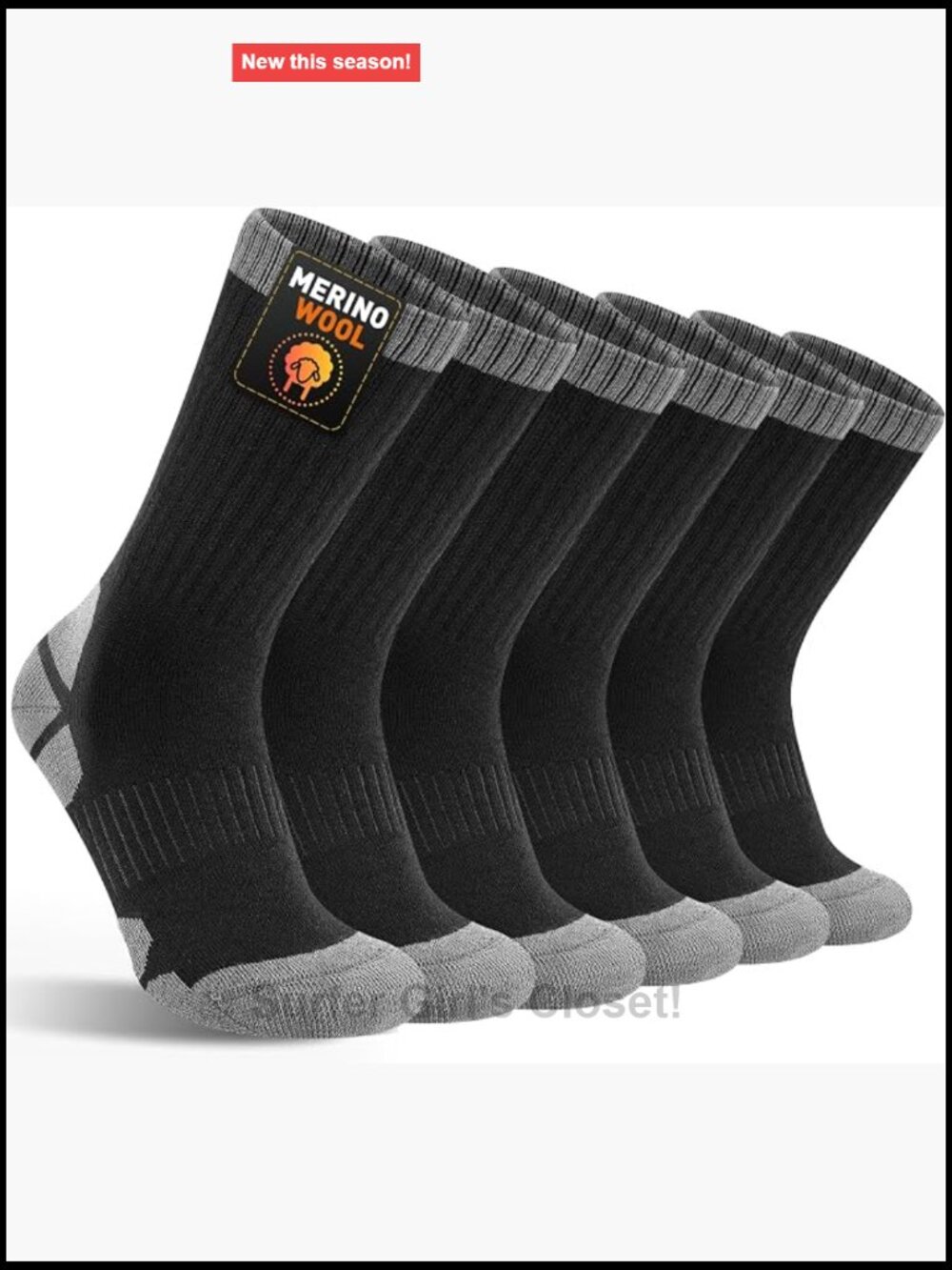 Merino Wool Hiking Crew Socks Thick Cushioned Anti-Blister Moisture-Wicking